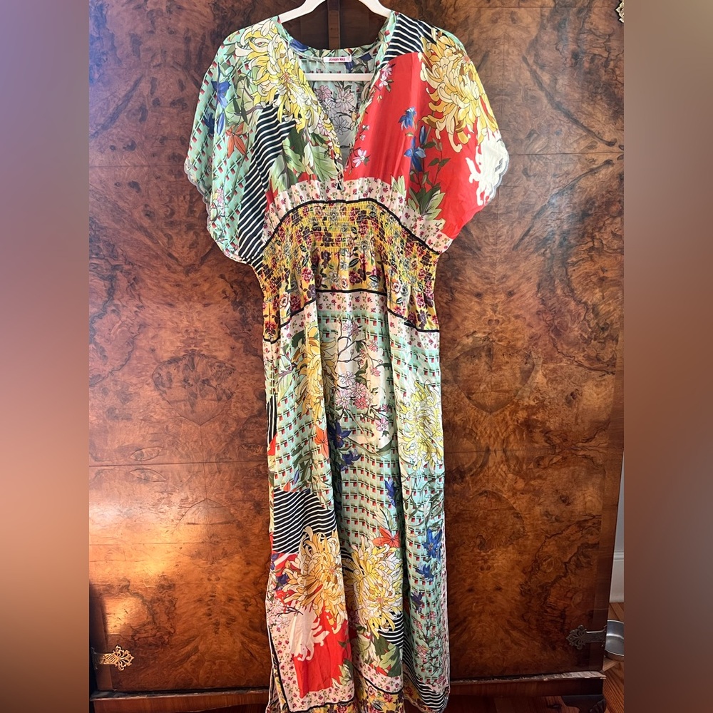 Johnny Was Silk Floral Multicolor Maxi Dress
